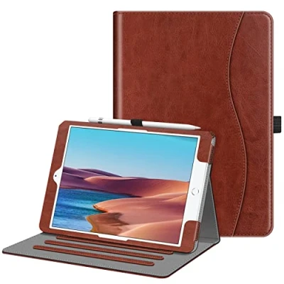 Image of FINTIE Case for iPad 9th / 8th 7th Generation (2021/2020/2019) 10.2 Inch [Corner Protection] Multi Angle Viewing Stand Cover with Pocket &amp; Pencil Holder, Auto Wake Sleep, Vintage Brown