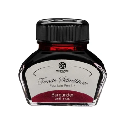 Image of Octopus Fluids Fountain pen Ink in glass,Writing for pen, Burgundy 30ml, inkpot, Calligraphy