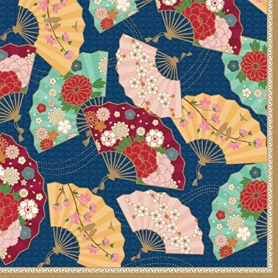 Image of 20 Napkins Asian Fans Table Decoration Decoupage Napkin Technology 33 x cm
