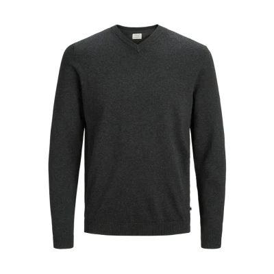 Image of Jack &amp; Jones Jjebasic Vneck Jumper, Men&#039;s, Size: XL, Dark grey