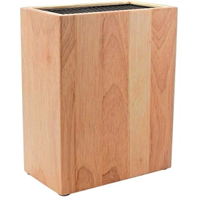 Image of Rockingham Forge Upright Rubberwood Universal Knife Block, 20 Slots for Knives up to 20cm Blade Length, 27cm