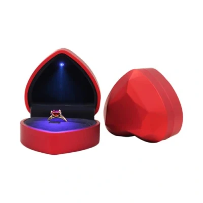Image of anso LED Light Up Jewelry Box Heart Shape Gift Container Love Case with (Red,Pendant Box)