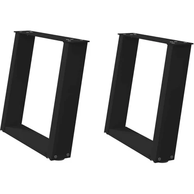 Image of vidaXL coffee table legs u shaped black steel adjustable foot levelers durable metal furniture 50x(42 43) cm for living room lounge area bedroom