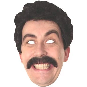 Image of FoxyPrinting Borat Celebrity Cardboard Party Face Mask Fancy Dress