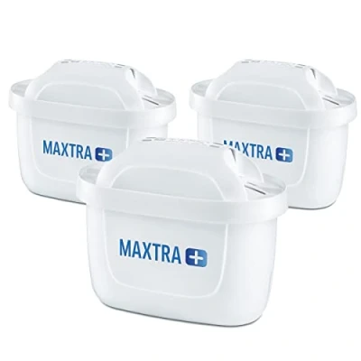 Image of BRITA S1323 MAXTRA+ water filter cartridges, compatible with all jugs for chlorine and limescale reduction, 3 pack, White