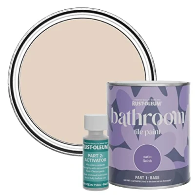 Image of Rust Oleum Pink Water Resistant Bathroom Tile Paint in Satin Finish Homespun 750ml