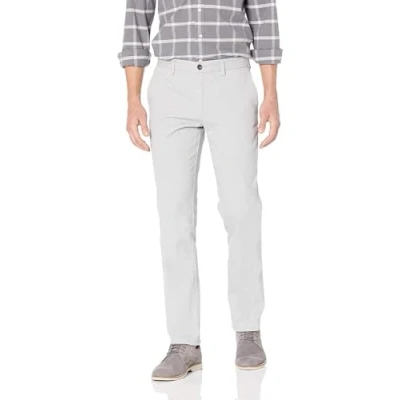 Image of Amazon Essentials Men&#039;s Slim Fit Wrinkle Resistant Flat Front Chino Trouser, Light Grey, 40W / 32L