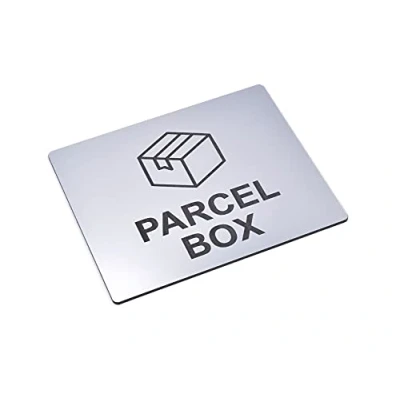 Image of Parcel Box Sign Adhesive Backing Notice for Deliveries, Mail Box, Packages, Post, Mailman Information Don&#039;t Lose Your Ever Again (silver)