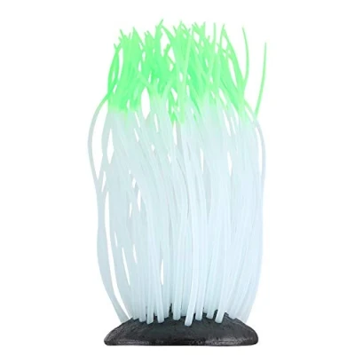 Image of Mumusuki Simulation Artificial Silicone Luminous Sea Anemone Coral Ornament for Aquarium Fish Tank Decoration (green)