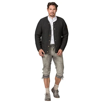 Image of Stockerpoint Men&#039;s Amaro Traditional Knitted Jacket, Charcoal, 42