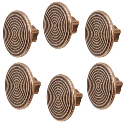 Image of Decoranddecor Mira Spiral Round Cupboard Knob Handle 40mm Diameter Zinc Alloy (Antique Copper, 6 Pack)