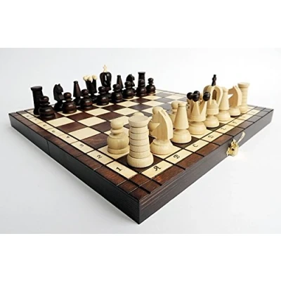 Image of Travel Chess set Master of Board 31cm Wooden with Luxury Red Felt Family for Adults and Kids