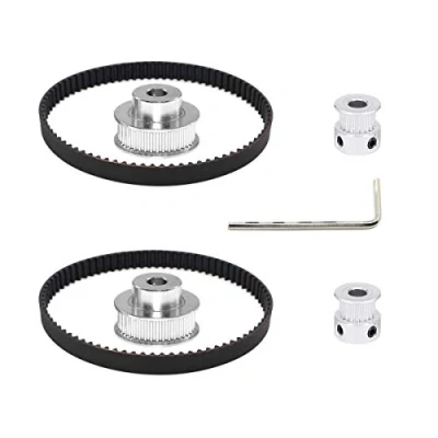 Image of Befenybay 2Kit 2GT Synchronous Wheel 20&amp;40 Teeth 8mm Bore Aluminum Timing Pulley with 2pcs Length 200mm Width 6mm Belt (20 40T 8B 6)