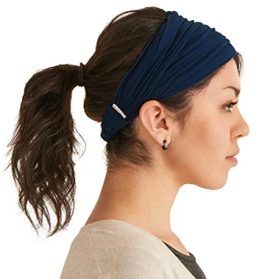 Image of CHARM Navy Bandana Headbands for Men and Women Head Bands Runners Fitness Sports M