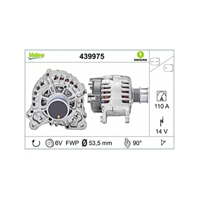 Image of 04E903015, 04E903015A, 04E903015AX, 04E903015G, 04E903015GX Generator VALEO NEW ORIGINAL PART 439975 14V 110A B+ R 90 54mm
