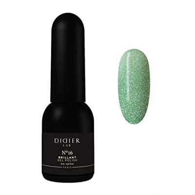 Image of Didier Lab Premium UV Gel Nail Polish Brillant No. 16 Varnish Art Long Lasting High Gloss Wear Green Nails Glitter Rich Pigment