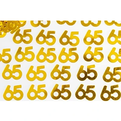 Image of SHATCHI 14 g Gold 65th Birthday Confetti Foil Metallic Glitz Table Scatter Sprinkles Age Bday Party Decorations, 12 mm