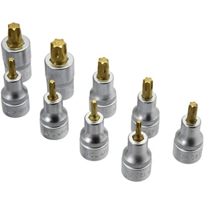 Image of HAZET 992/9 Torx Profile Screwdriver Socket Set CVD Tin Coated