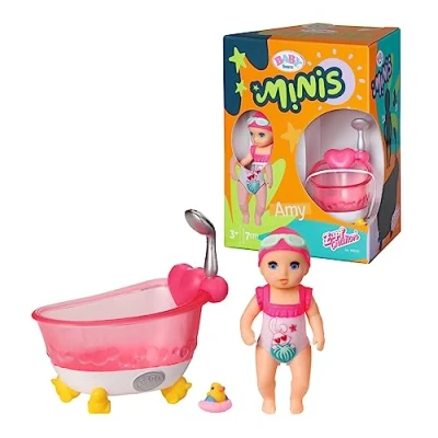 Image of BABY born Minis Playset Bathtub with Amy 906101 6.5cm Doll Exclusive Accessories and Moveable Body for Realistic Play Suitable Kids From 3+ Years