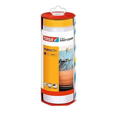 Image of tesa Easy cover PerfectPlus dispenser m 2in1 masking film with Washi tape and for clean, precise cuts blade 33 x 0.55