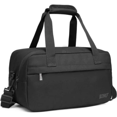 Image of Kono 40x20x25 Holdall Cabin Hand Luggage Travel Carry on Bag Ryanair Under Seat Flight with Shoulder Strap 20L (Black)