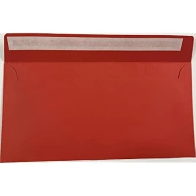 Image of DL Coloured Envelopes for Greeting Cards Wedding Invitations &amp; Crafts (110x220mm) Pack of 100 (Red Peel Seal)