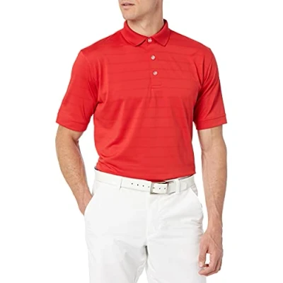 Image of Callaway Men&#039;s Golf Short Sleeve Pique Open Mesh Polo Shirt, Salsa, Medium