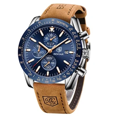 Image of BENYAR Watches for Men Chronograph Analogue Quartz Movement Wrist Watch Fashion Business Sports 30M Waterproof Scratchproof Stylish Elegant Gifts
