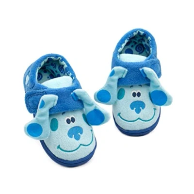 Image of Blues Clues And You Slippers Kids Toddlers Girls Boys Animated Blue Puppy 3D Ears House Shoes Supportive Strap Rubber Sole Children Educational Series