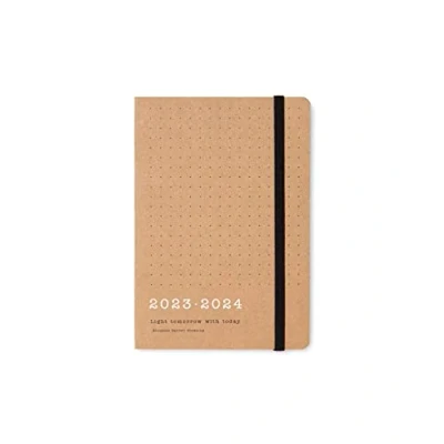 Image of Letts Eco Writers Quotes A6 academic 2023/2024 day to a page with appointments diary brown kraft