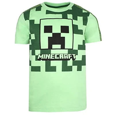 Image of Minecraft Clothes Boys T Shirt Gamer Kids Contrast Creeper Gifts for Green Age 7/8