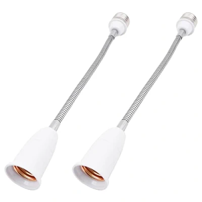 Image of WANGCL 2PCS E27 Lamp Base Flexible Gooseneck Extension Adapter for Light Bulb Adjusting the 28cm