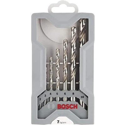 Image of Bosch Professional 7 Piece Mini X Line Metal Drill Bit Set (Metal, HSS G, Cut, Accessories for drivers), grey