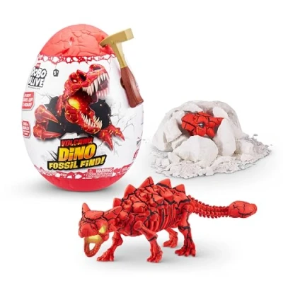 Image of ROBO ALIVE Volcano Dino Fossil Find Ankylosaurusby ZURU Boys 4 8 Dig and Discover, STEM Excavate Prehistoric Fossils, Educational Toys, Great Science Kit Gift (Ankylosaurus)