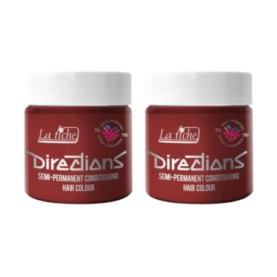 Image of 2x La Riche Directions Semi Permanent Hair Color 100ml Tub Pillarbox Red