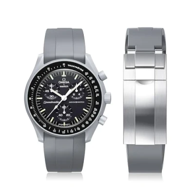 Image of REBANDACE Strap for Moonswatch Watch,Cut to Size No Gap Silicone Omega X Swatch Speedmaster Watch 20mm,Soft Curved Replacement Men Women (Gray)