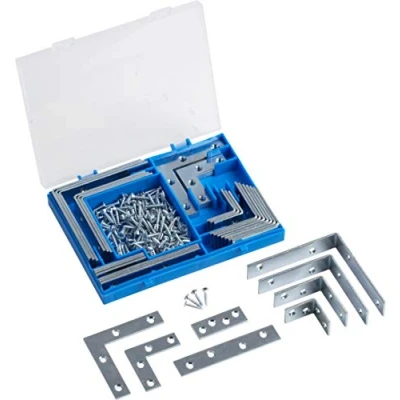 Image of Meister 300510, Metafranc Angle &amp; Connecting Plates, 180 Pieces, Chair Brackets, Furniture Brackets amp,Flat Connectors,Galvanised Steel, Multi Coloured