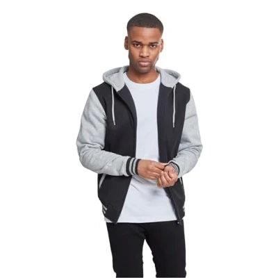 Image of Urban Classics 2TONE ZIP Hoody Zipup sweatshirt, Men&#039;s, Size: 3XL, Black/grey