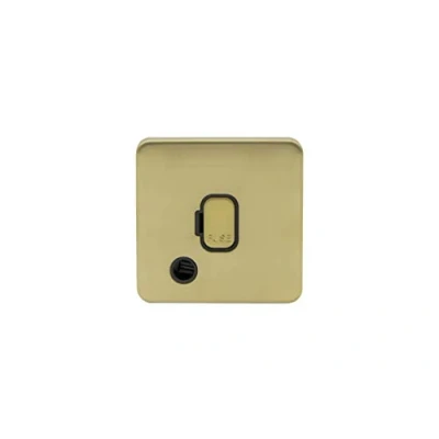 Image of Schneider Electric Lisse Screwless Deco Unswitched Single Fused Connection Unit with Flex Outlet, 13A, GGBL5003BSB, Satin Brass Black Insert