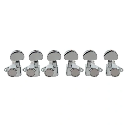 Image of Musiclily Economy 3L3R Roto Style Sealed Guitar Machine Heads Tuners Tuning Keys Set Compatible with USA Les Paul or Epiphone SG ES, Oval Button Chrome