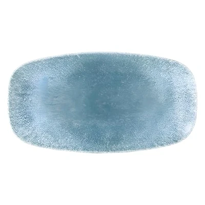 Image of 12x Churchill Raku Topaz Blue Chefs Oblong Plate 11 3/4 x 6&quot;