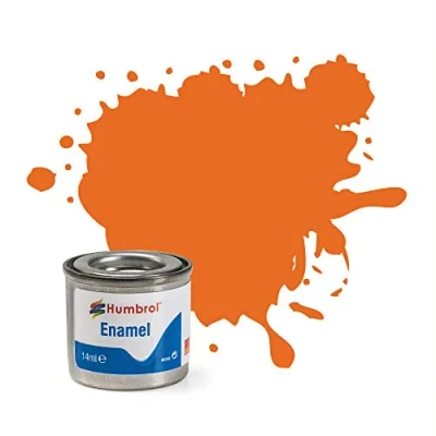 Image of Humbrol Model Paint AA0196 No 18 Orange Gloss Tinlet 1 (14ml), Enamel Paints for Models, Plastic, Metal, Wood, Glass, Ceramics and More, Touch Up Hobby Tin Craft Kits