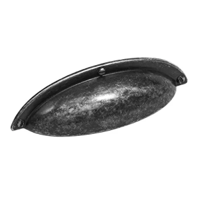 Image of Decoranddecor Cup Shell Half Moon Handles Knob Door Pull Handle Kitchen Cupboard Cabinet Drawer (64mm Hole Center 93,50 Overall Length, Pewter/Antique Silver)