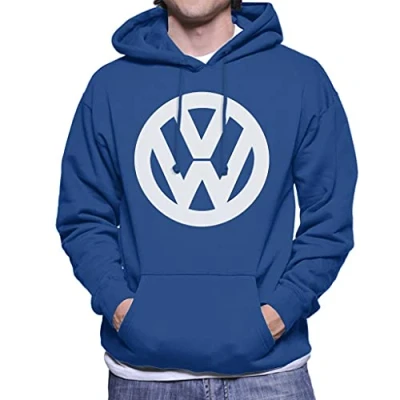 Image of Volkswagen White VW Logo Classic Retro Men&#039;s Hooded Sweatshirt