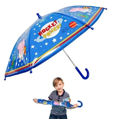 Image of SRV Hub Kids Umbrella Fun George Design Windproof, Water Resistant, Lightweight Stick with Child Friendly Handle Durable Polyester PVC for Boys hildren Ages 3 7