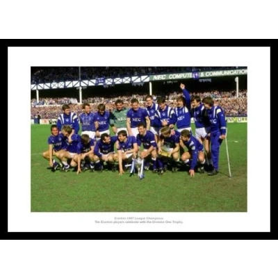 Image of Framed Everton 1987 League Champions Team Photo Memorabilia