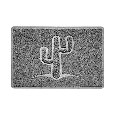 Image of Nicoman Cactus Embossed Shape Door Mat Dirt Trapper Jet Washable Doormat (Use Indoor or Sheltered Outdoor) (60x40cm/23.6x15.7inches, Small) Grey