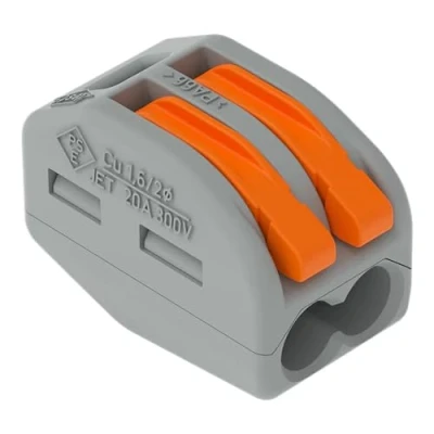 Image of WAGO CLASSIC Splicing Connector; for all conductor types; max. 4 mm²; 2 conductor; with levers; gray housing; Surrounding air temperature: max 40C; 2,50 gray, 222 412 (50 pcs)