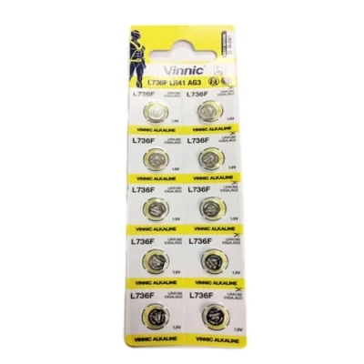Image of Vinnic 10 x AG3 L736 192 Alkaline Button Cell Batteries for Watches, Calculators, Toys, Laser Pointer, Thermometer, etc