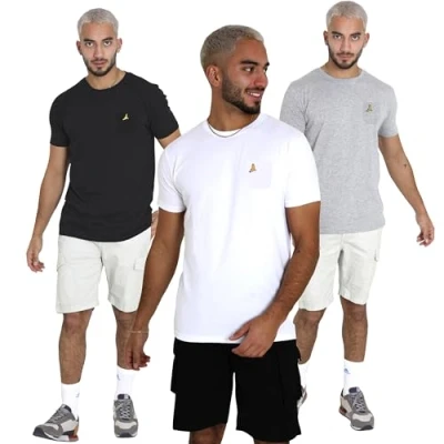 Image of Men 3 Pack Or 5 T Shirt Multi Grandad Tee Jersey Cotton Casual Tops